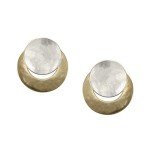 Brass and Silver Crescent Clip-On Earrings