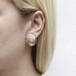 Brass and Silver Crescent Clip-On Earrings