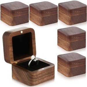 6 Pcs Mini Wooden Ring Box Set for Weddings