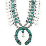 Turquoise Western Squash Blossom Necklace & Earrings Set