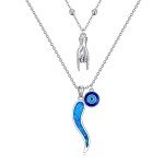 Italian Horn Necklace with Evil Eye Charms