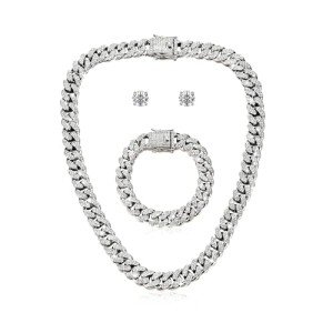 Sparkling Cuban Link Jewelry Set for Women