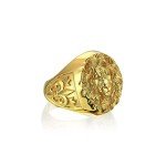 Gold Lion Head Signet Ring for Men & Women