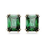 Green Rectangular Swarovski Stilla Stud Earrings