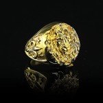 Gold Lion Head Signet Ring for Men & Women