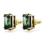 Green Rectangular Swarovski Stilla Stud Earrings