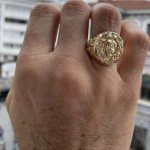 Gold Lion Head Signet Ring for Men & Women
