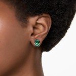 Green Rectangular Swarovski Stilla Stud Earrings