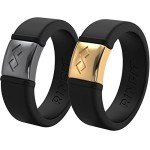 Stylish Silicone Wedding Rings - Black & Gold