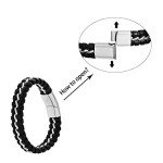 Men's Silver Braided Leather Cuff Bracelet