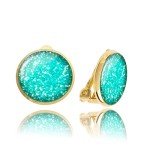 Sparkly Blue and Gold Clip-On Earrings for Women