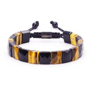 Men's Healing Crystal Beaded Bracelet - Tiger Eye & Obsidian
