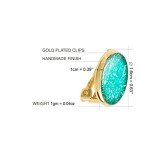 Sparkly Blue and Gold Clip-On Earrings for Women