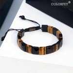 Men's Healing Crystal Beaded Bracelet - Tiger Eye & Obsidian