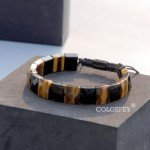 Men's Healing Crystal Beaded Bracelet - Tiger Eye & Obsidian