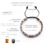 Men's Healing Crystal Beaded Bracelet - Tiger Eye & Obsidian