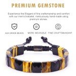 Men's Healing Crystal Beaded Bracelet - Tiger Eye & Obsidian