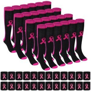 Pink Ribbon Hope Socks and Wristbands Set