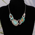 Turquoise Chunky Statement Necklace and Earrings Set