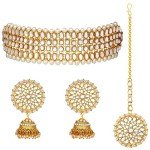 Kundan Beaded Choker Necklace and Earring Set