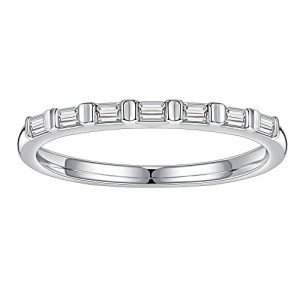 Baguette Moissanite Wedding Band - 18K White Gold
