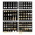 Gold Stud Earrings Set for Women - 74 Pairs