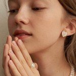 Gold Stud Earrings Set for Women - 74 Pairs