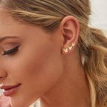 Gold Stud Earrings Set for Women - 74 Pairs