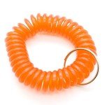 100pcs Orange Elastic Spiral Wrist Band Key Rings