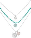 Turquoise Beaded Layer Necklace with Enamel Charms