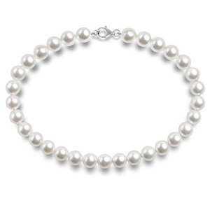 Sterling Silver White Simulated Shell Pearl Necklace