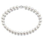 Sterling Silver White Simulated Shell Pearl Necklace