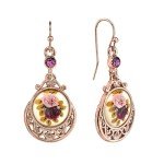 Vintage-Inspired Rose Gold Amethyst Flower Earrings