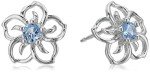 Sterling Silver Aquamarine Flower Stud Earrings