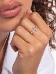 Moissanite Sterling Silver Sideways Cross Ring