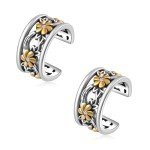 Sterling Silver Daisy Cuff Earrings for Women
