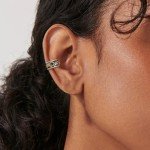 Sterling Silver Daisy Cuff Earrings for Women