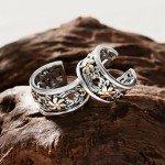 Sterling Silver Daisy Cuff Earrings for Women