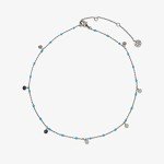 Silver Mini Coin Beaded Choker Necklace with Turquoise