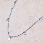 Silver Mini Coin Beaded Choker Necklace with Turquoise
