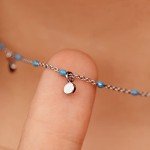 Silver Mini Coin Beaded Choker Necklace with Turquoise