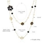 Layered Black Simulated Shell Pearl Necklace for Women