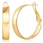 14K Gold Square Edge Hoop Earrings for Women