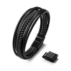 Braided Leather Bracelet for Men with Gift Box