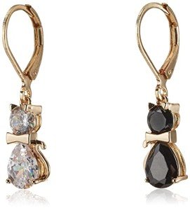 Betsey Johnson Cat Mismatched Drop Earrings