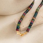 Rainbow Tourmaline Beaded Choker with Gold Bow