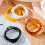 Colorful Acrylic Square Bangle Bracelets - Set of 4