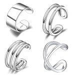 925 Sterling Silver Adjustable Ear Cuff Earrings Set