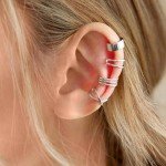 925 Sterling Silver Adjustable Ear Cuff Earrings Set
