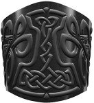 Genuine Leather Viking Cuff Bracelet with Mjolnir